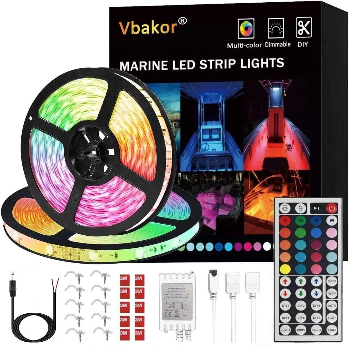 Boat Led Strip Lights, 60FT Marine Pontoon Waterproof 18M-60FT