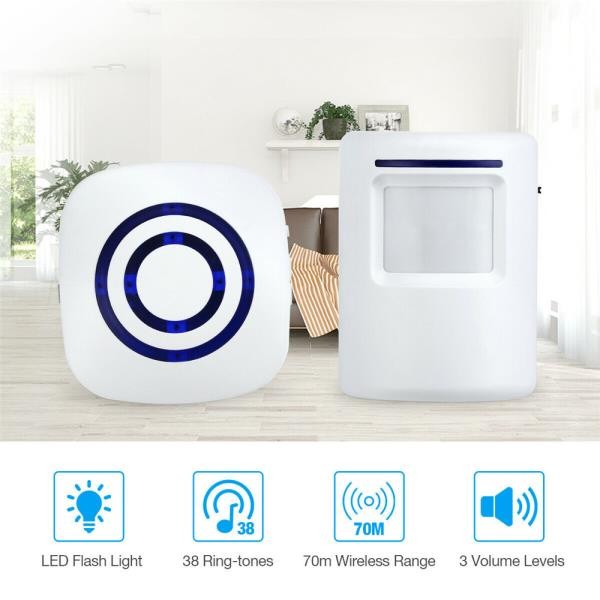 Wireless Entry Doorbell Welcome Motion Sensor Detector Gate Chime Alert Alarm CC