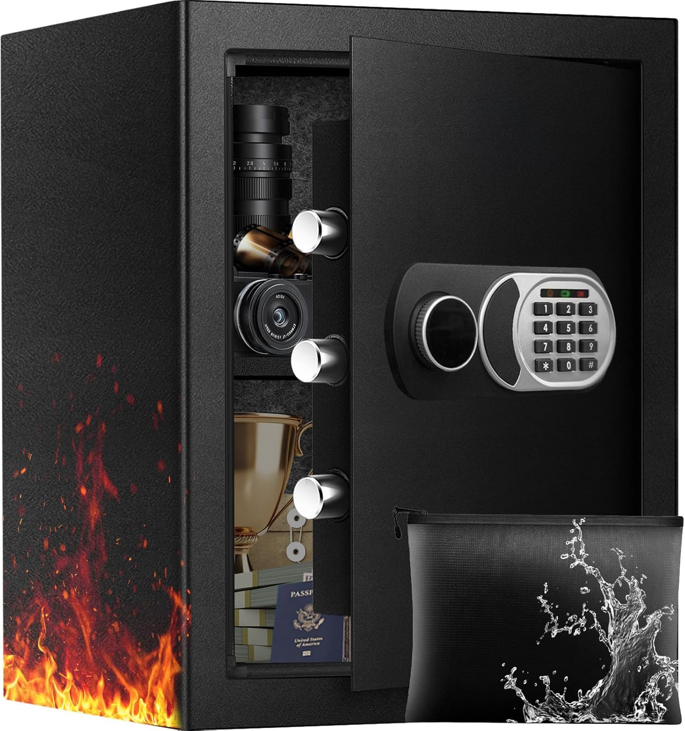 3.0 Cuft Fireproof Waterproof Safe with Digital Keypad & LED Light
