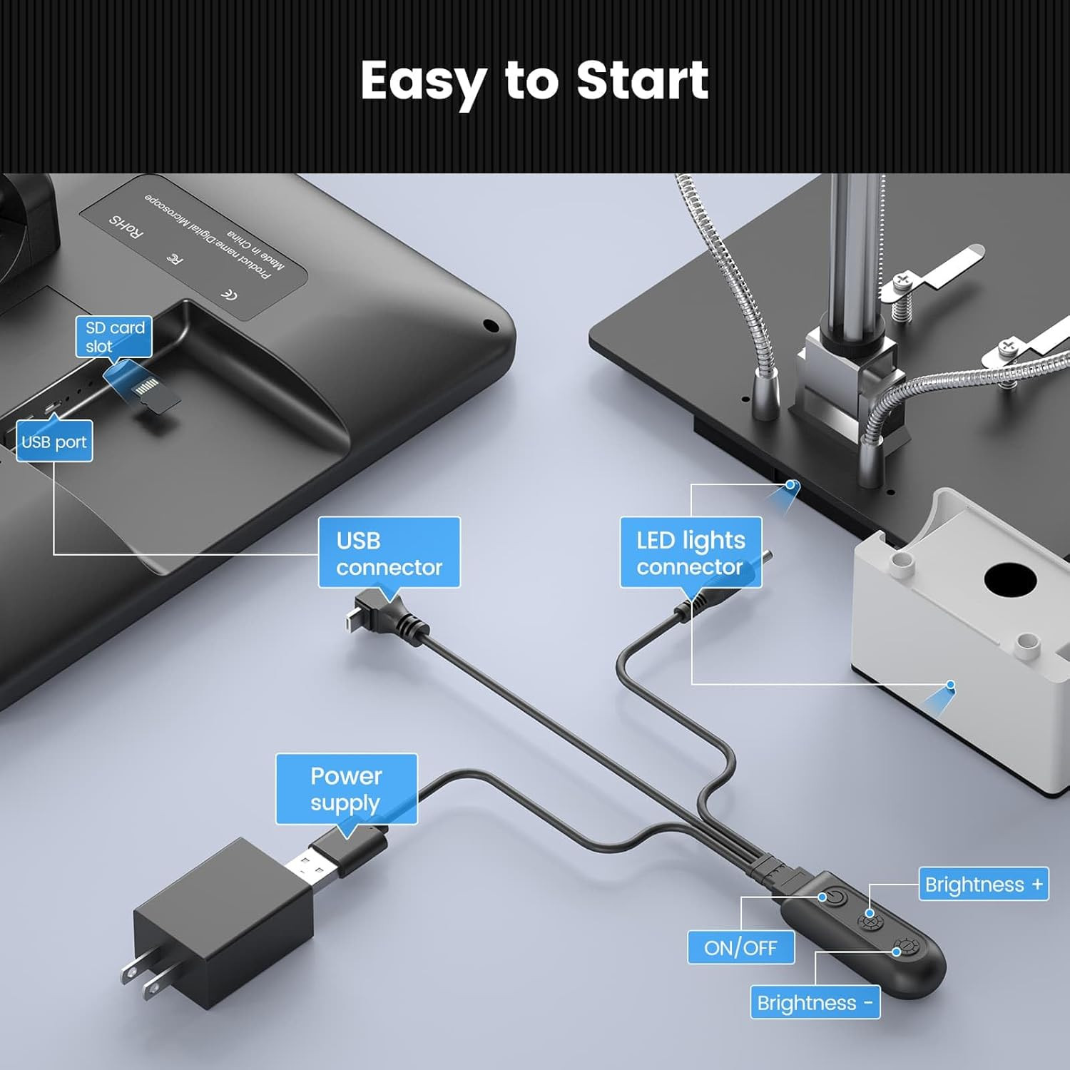 AD210 10.1 Inch LCD Digital Microscope for Adults, Soldering Microscope for Elec