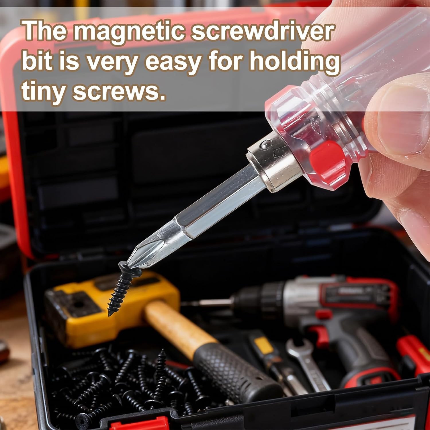 2 Pack Stubby Screwdriver Phillips and Flat Head Dual-Use Magnetic Short Red