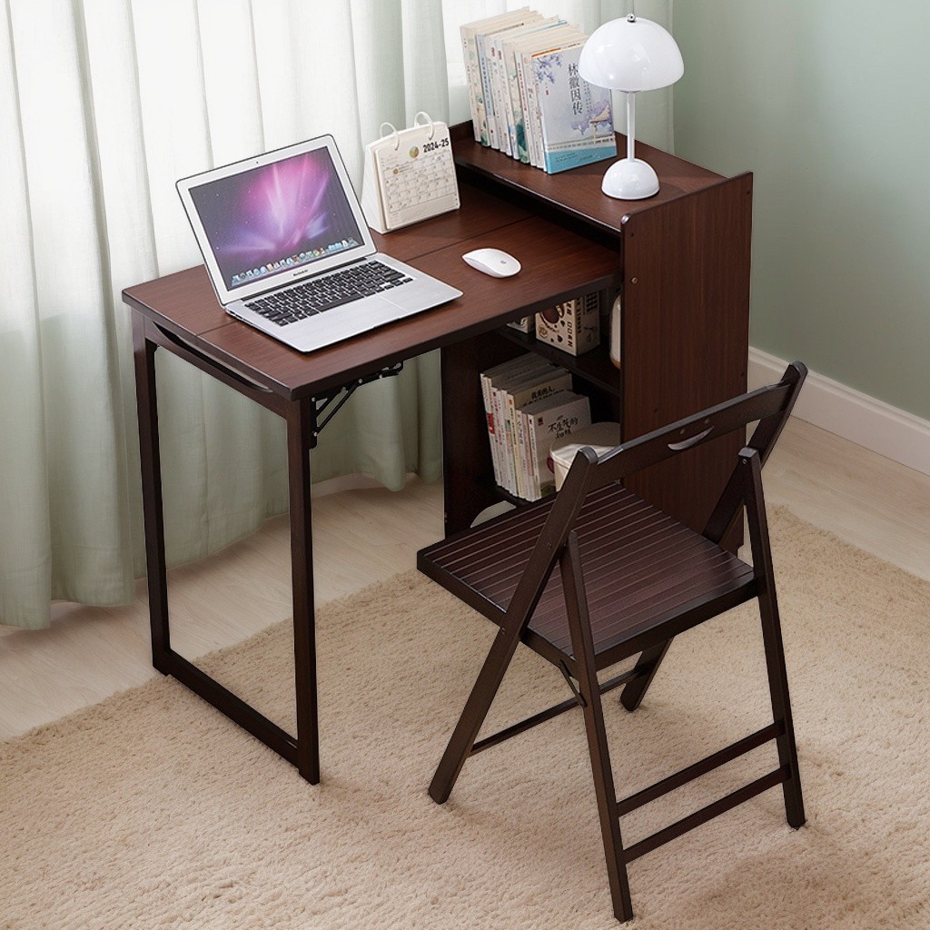 Modern Bamboo Folding Desk Storage Gaming Computer Desk Home Office Study Table