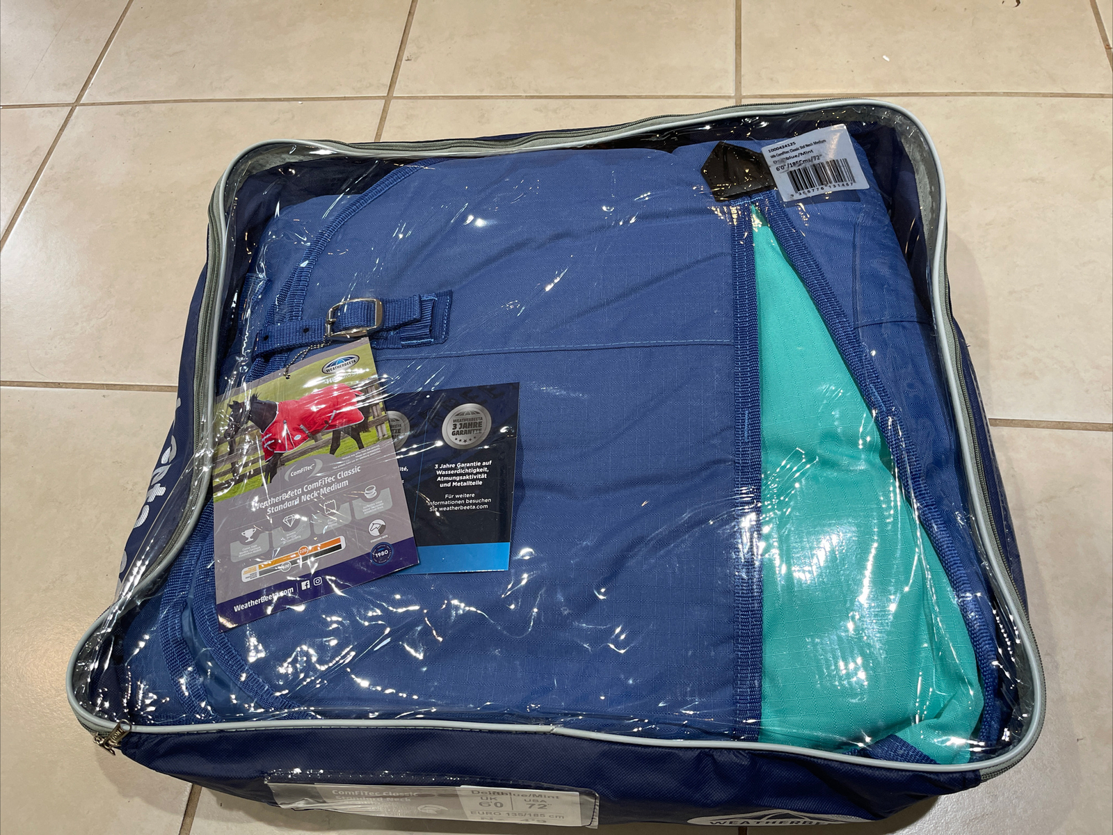 Weatherbeeta Comfitec Classic Std Neck Turnout Blanket 220g 72" Deft Blue/Mint
