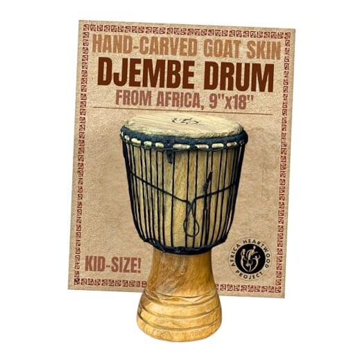 Hand-Carved Djembe Drum from Africa - 9"x18" Classical Heartwood Djembe