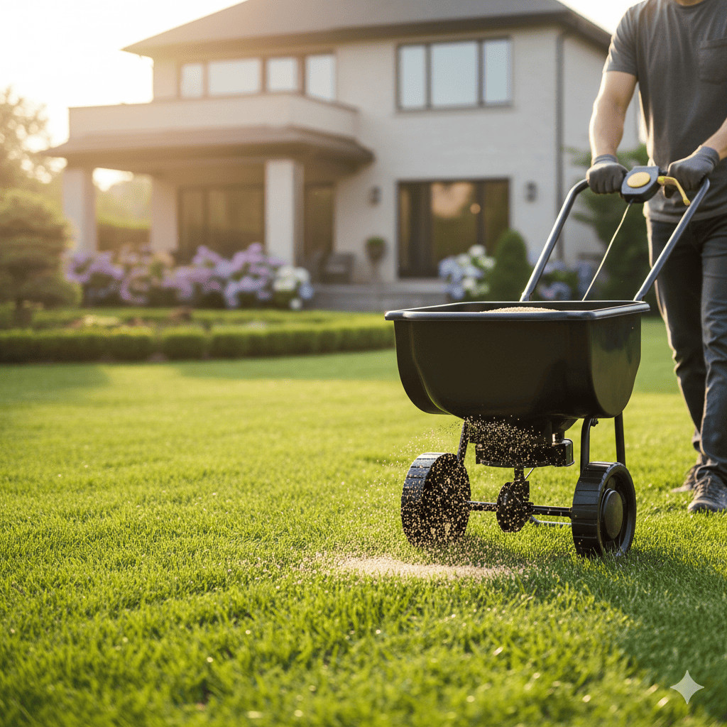 70LBS Broadcast Spreader Walk-Behind Push Lawn Spreader for Seed Fertilizer Salt