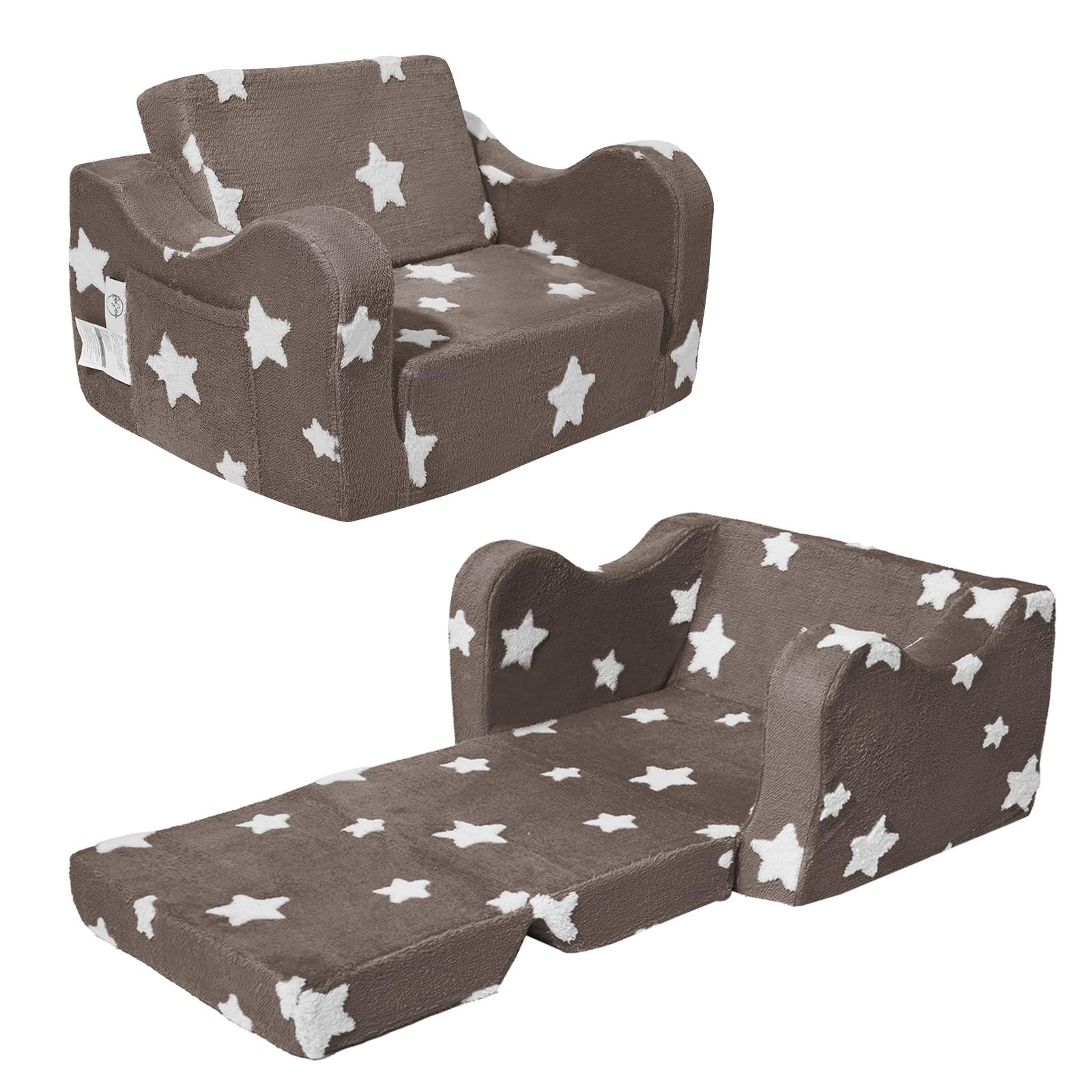 Couch, Couch for Fold Out, 2-in-1 Convertible Kid Sofa to Lounger Bed for Gir...