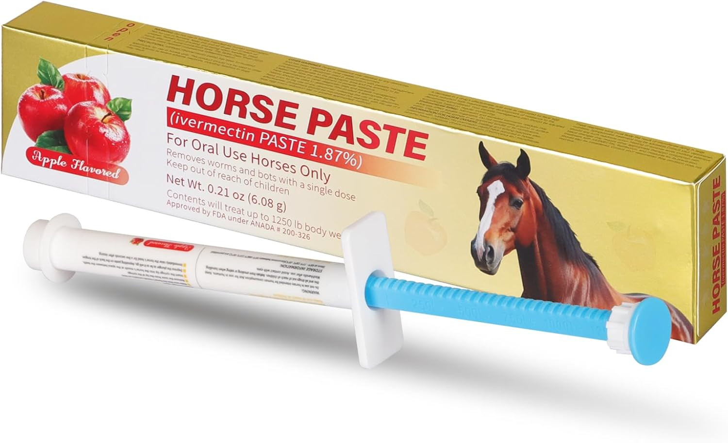 Paste 1.87% | Apple Flavored – 6.08g Tube for Horses, 6-Pack