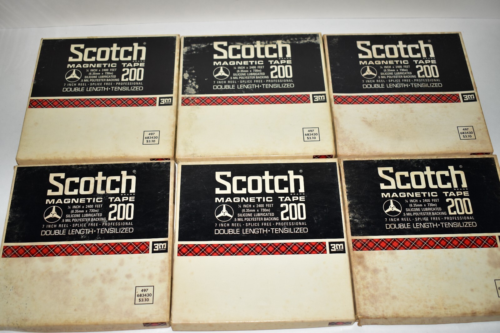 Lot of 6 Used SCOTCH 200 1/4" 2400' 7" Reel to Reel Tapes