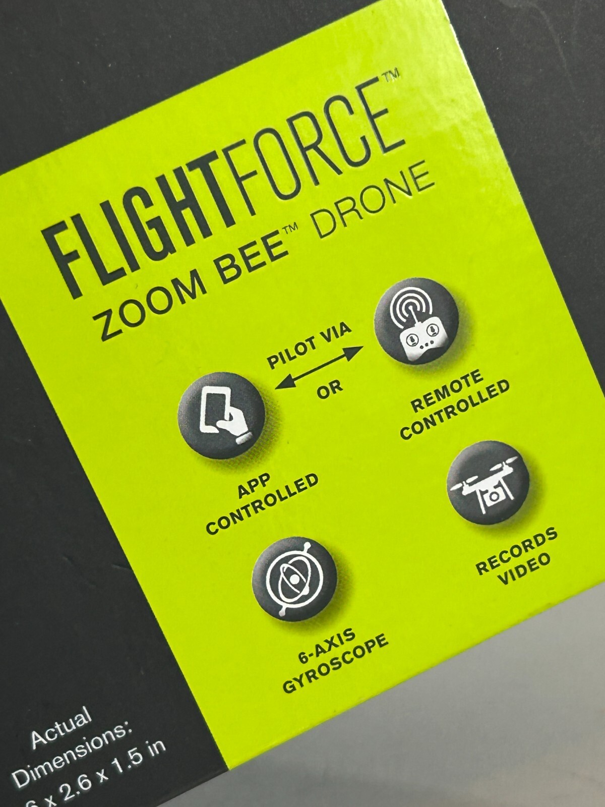 Brookstone BD25W Black Yellow Flight Force Zoom Bee Drone Remote Control