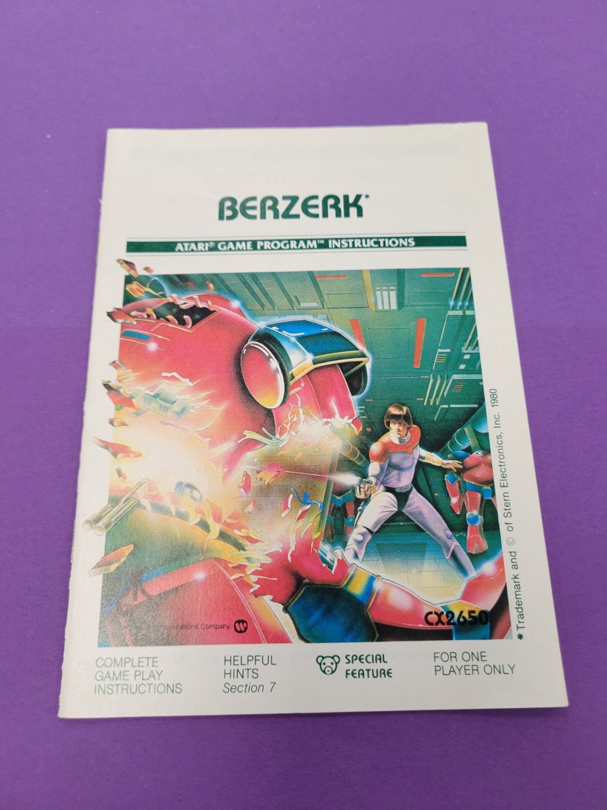 Berzerk Instruction Manual Atari 2600