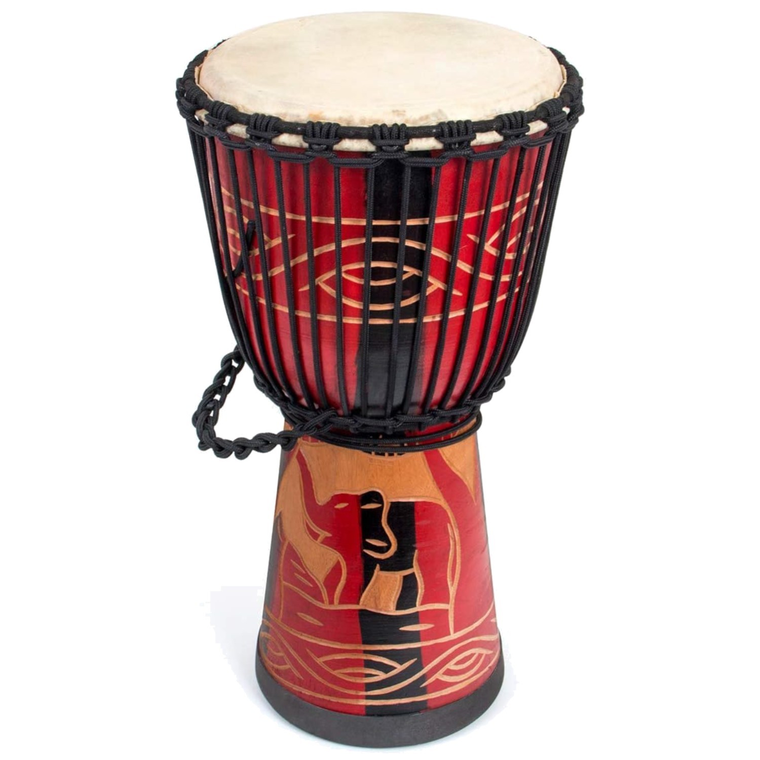 Mahogany Goatskin Djembe Drum Hand-Carved 9.5'' x 20'' Red