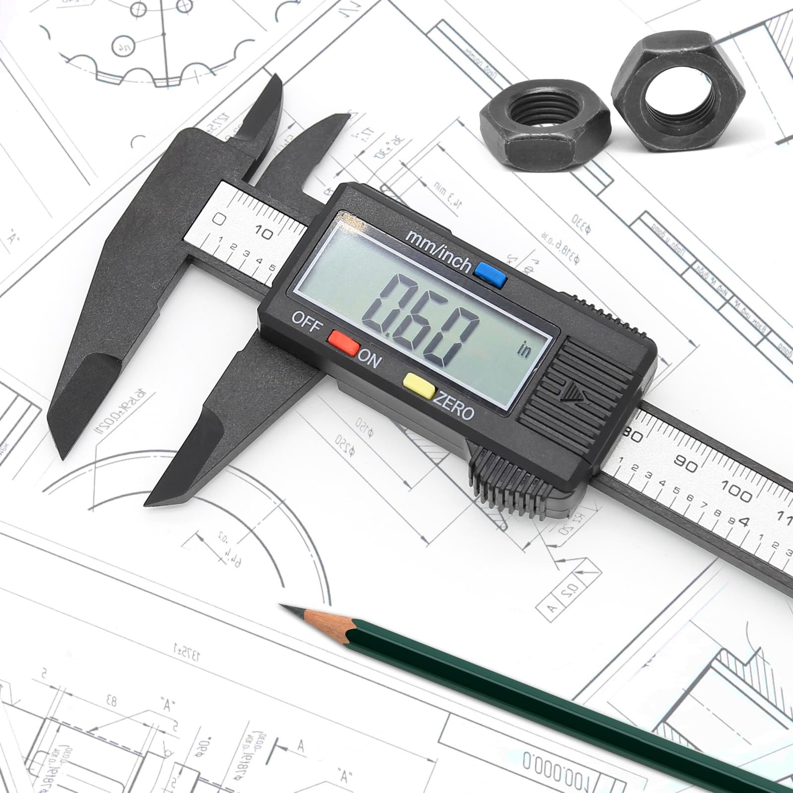 Electronic Digital Caliper, Plastic Vernier Caliper, Caliper Measuring Tool w...