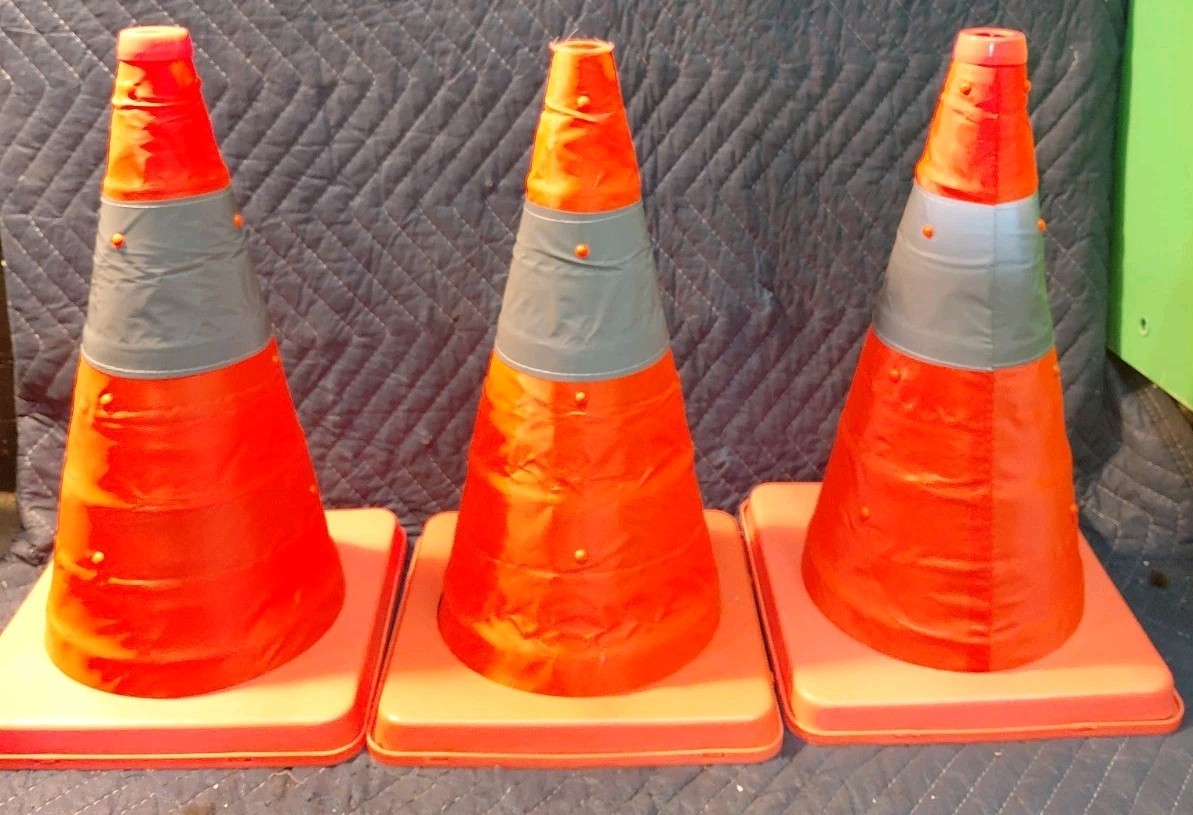 Collapsible Traffic Safety Cone - 16 Inch - Orange Reflective Qty 3