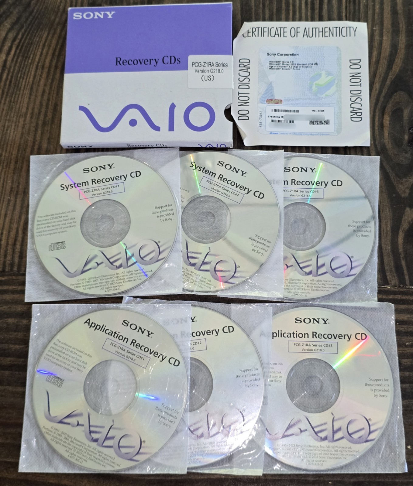 Sony VAIO PCG-Z1RA Recovery & Application CDs