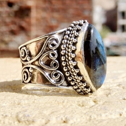 Labradorite Ring 925 Sterling Silver Handmade Gemstone Ring Designer Ring Gift
