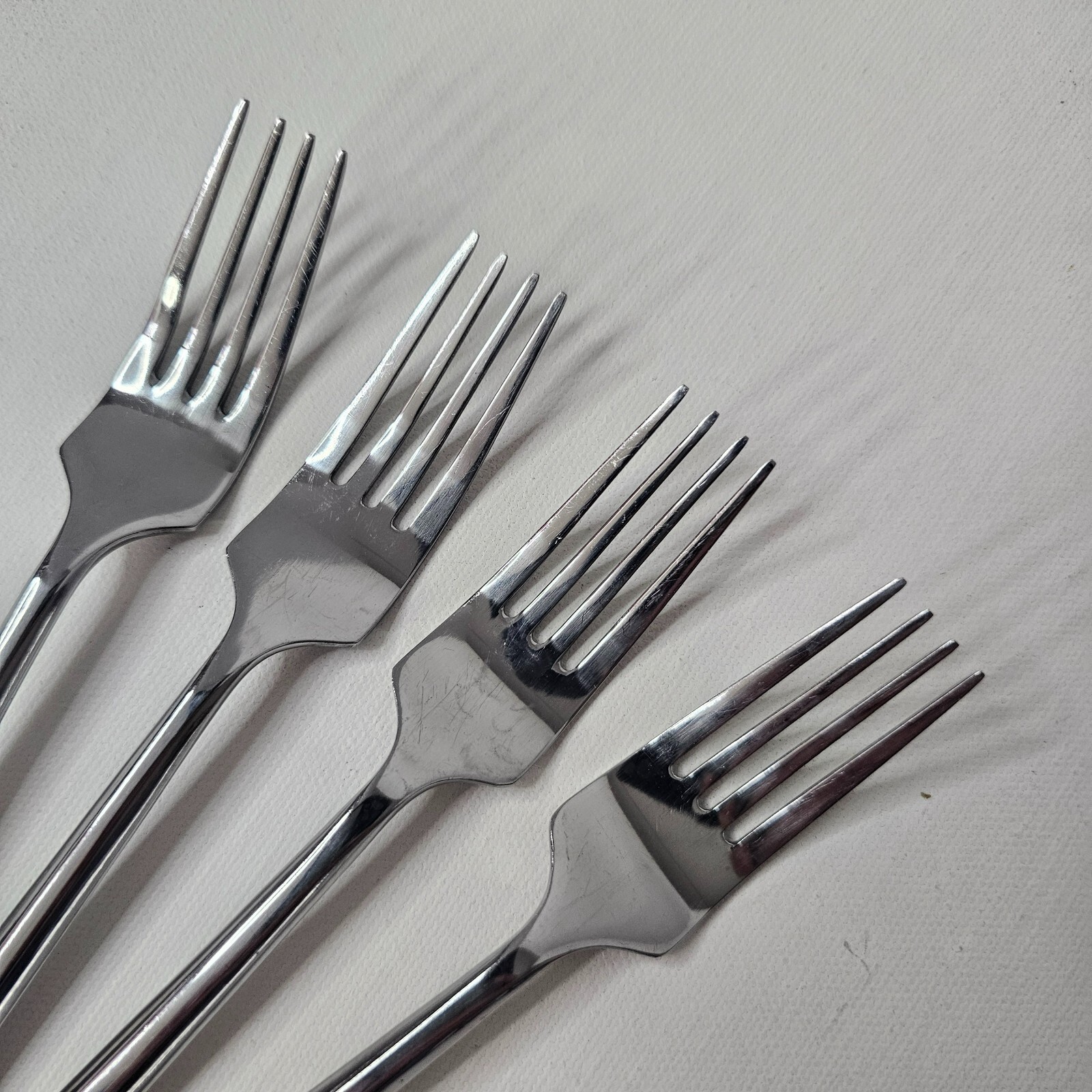 Hampton Salad Fork Stainless Lot of 4 Hexagonal Handle Flatware Glossy