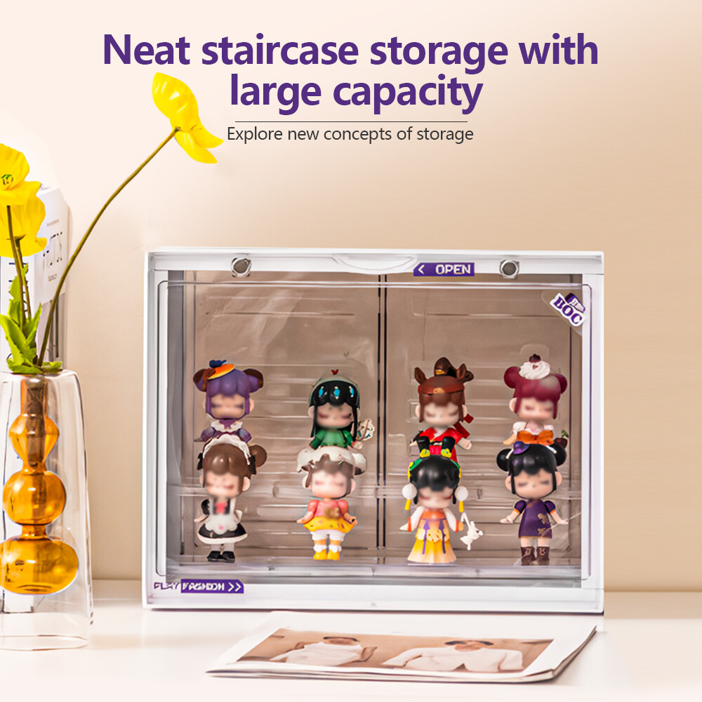 1/2 Clear Acrylic 3 Tier Figure Display Case with 2Movable Plates Stackable Show
