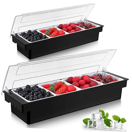 Zhehao 2 Pcs Ice Cooled Condiment Serving Container Chilled Garnish Container