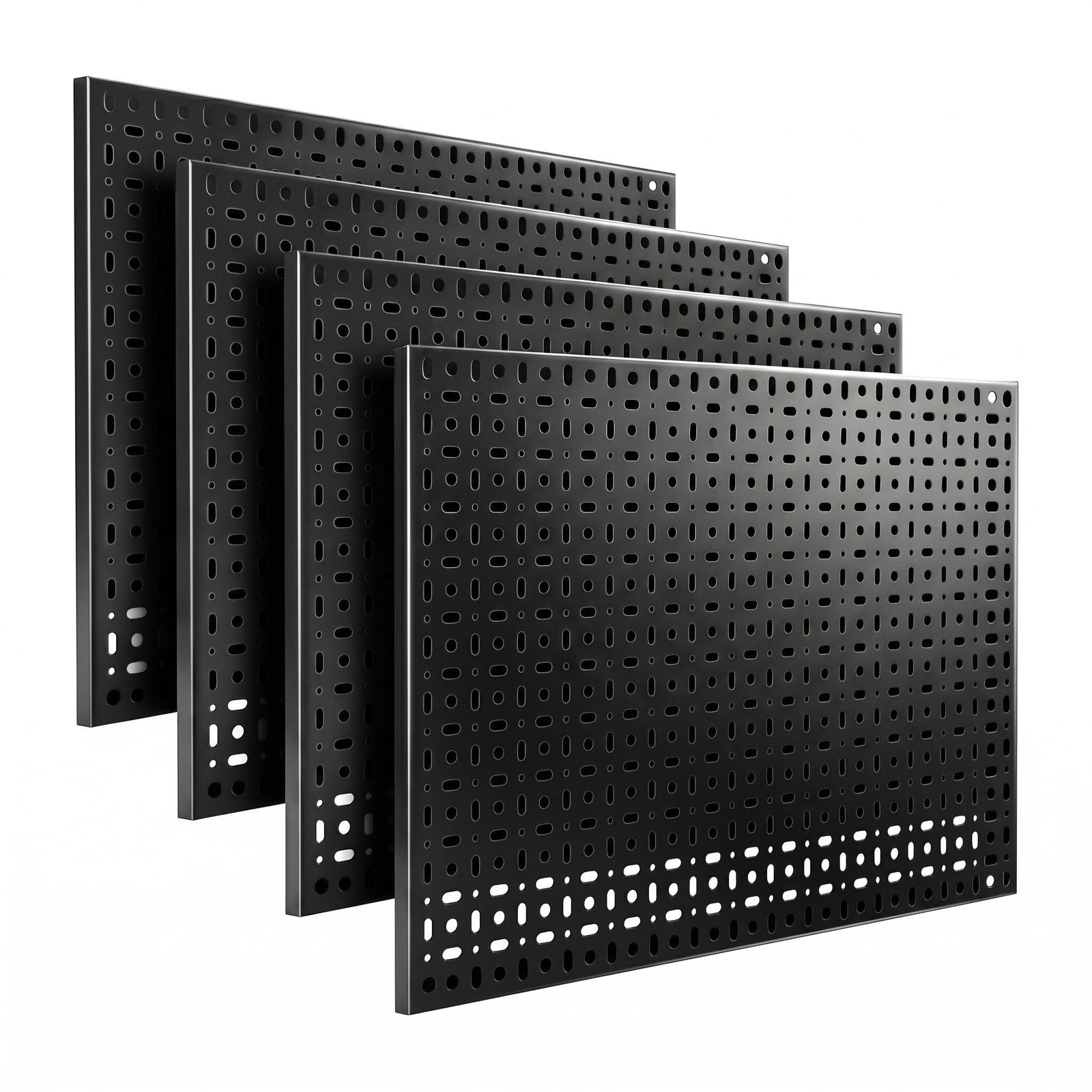 Heavy Duty Metal Pegboard Panels 4 Pack, 12x16 Inch Black Peg Board Wall Orga...