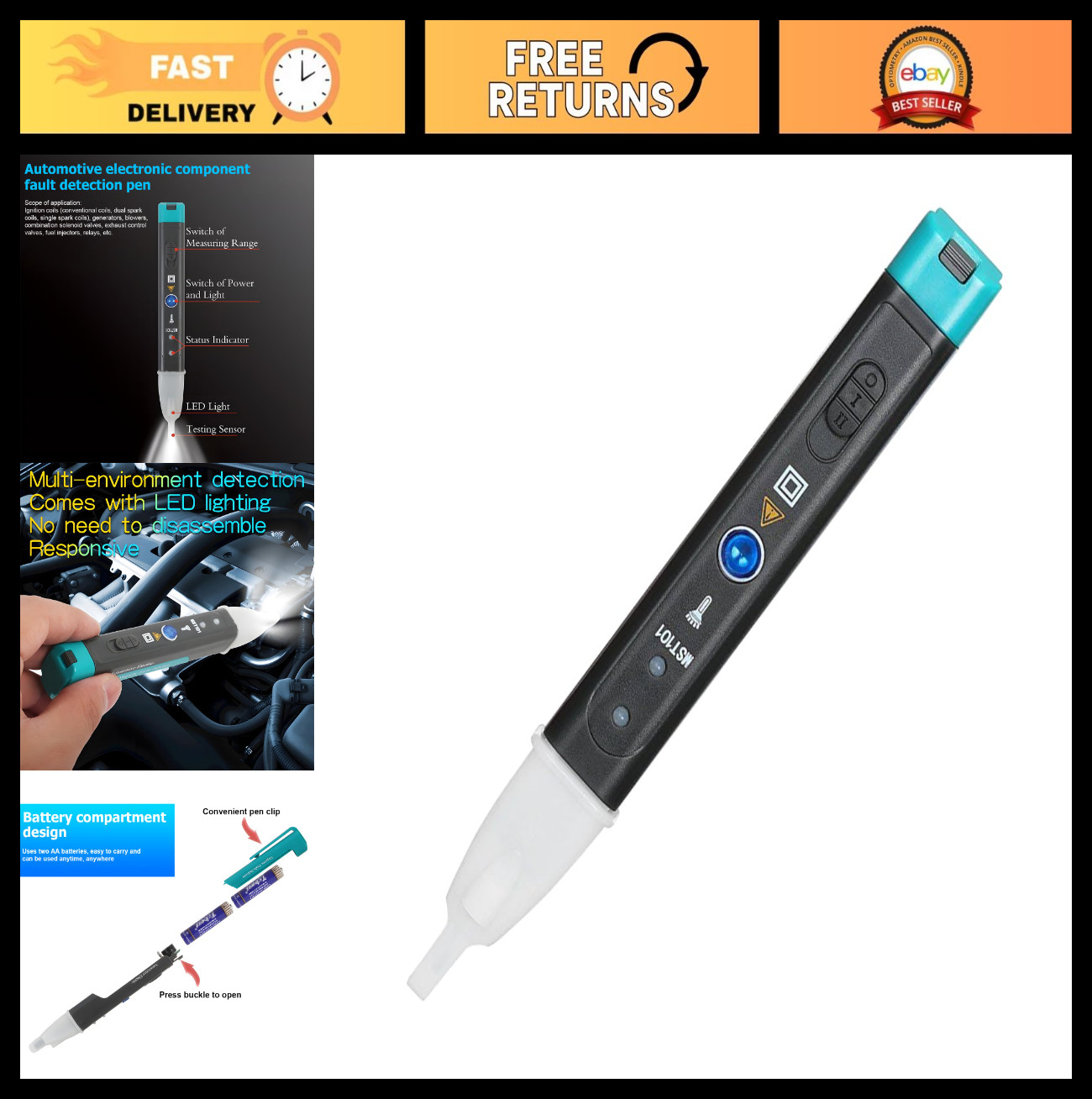 Ignition Coil Tester with LED Indicator & Buzzer | Handheld Fault Detector Tool
