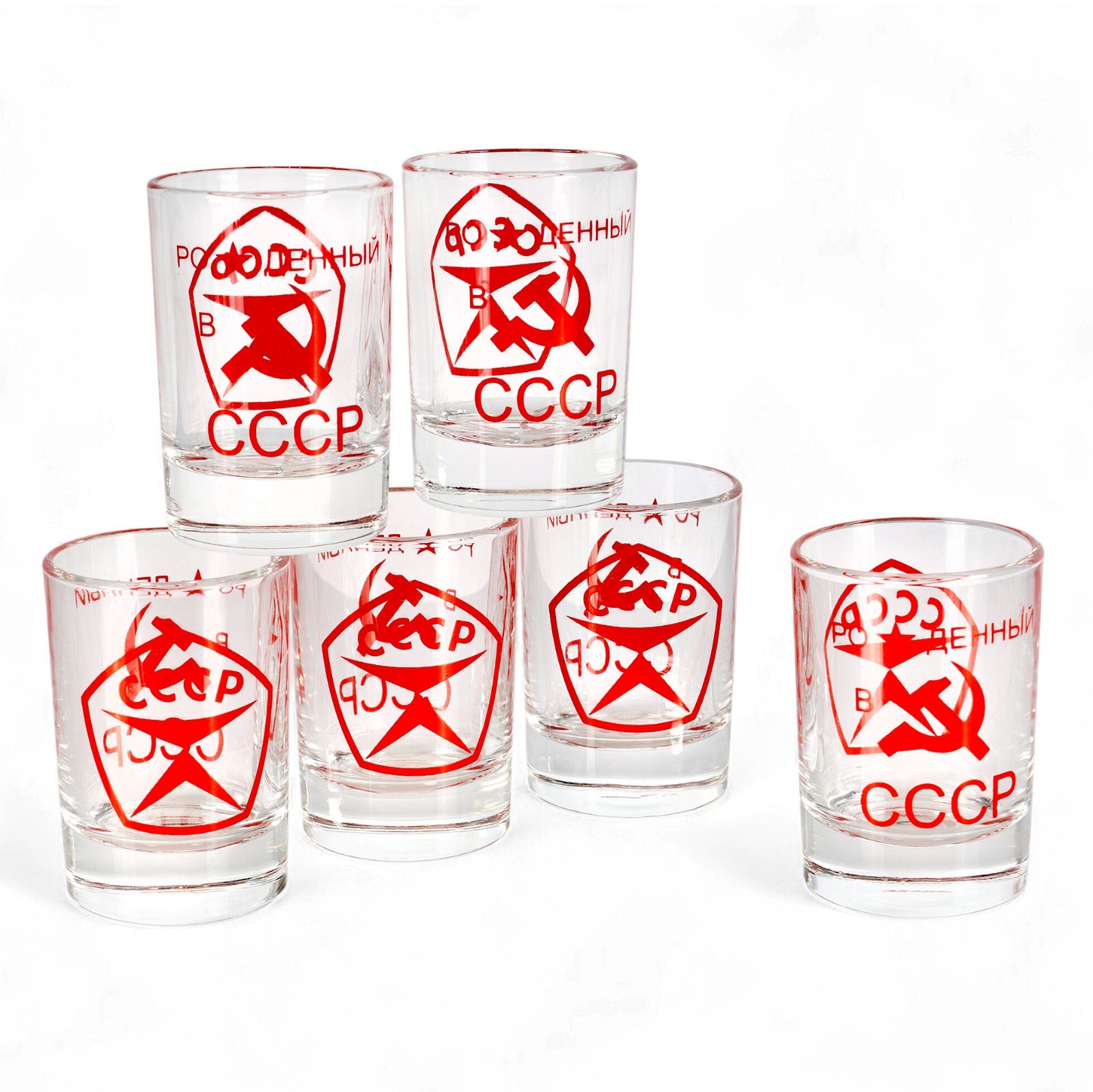 Set of 6 USSR Shot Glass Vodka Tequila Russian Shot Glass Set [50 ml each]