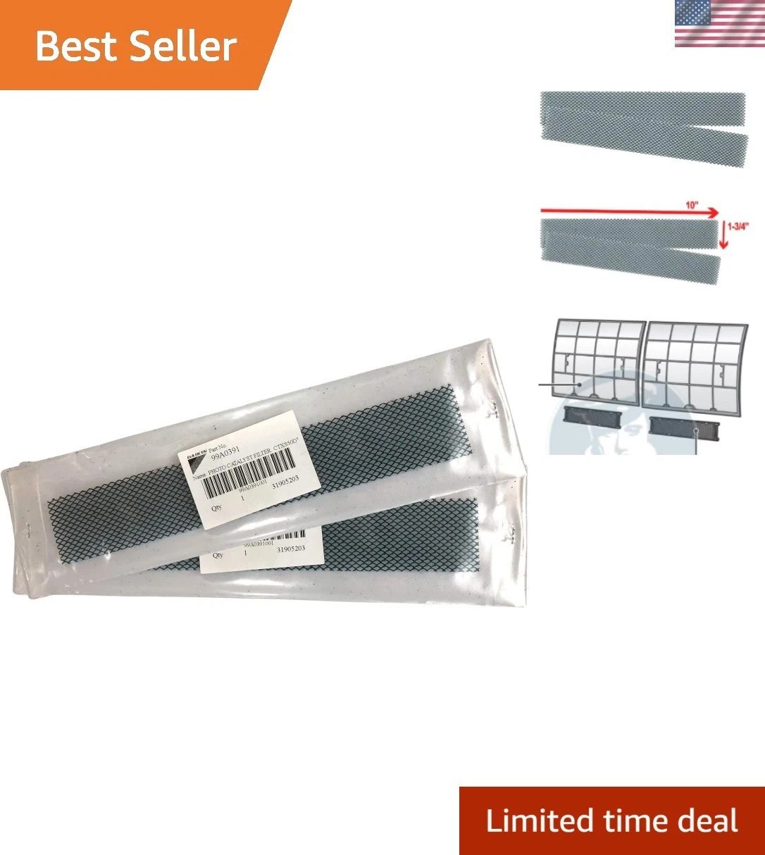 Efficient 2-Pack of Daikin Mini Split Filters - Long-Lasting Air Purification