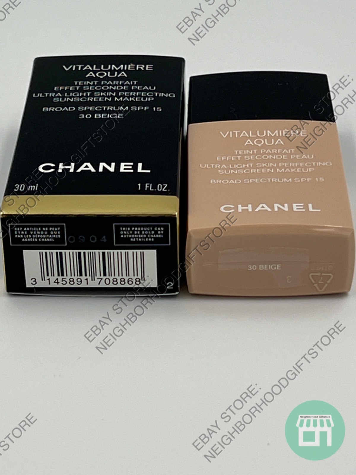 Chanel Vitalumiere Aqua Makeup Foundation Spf 15 - 30 BEIGE  100% AUTHENTIC  NEW