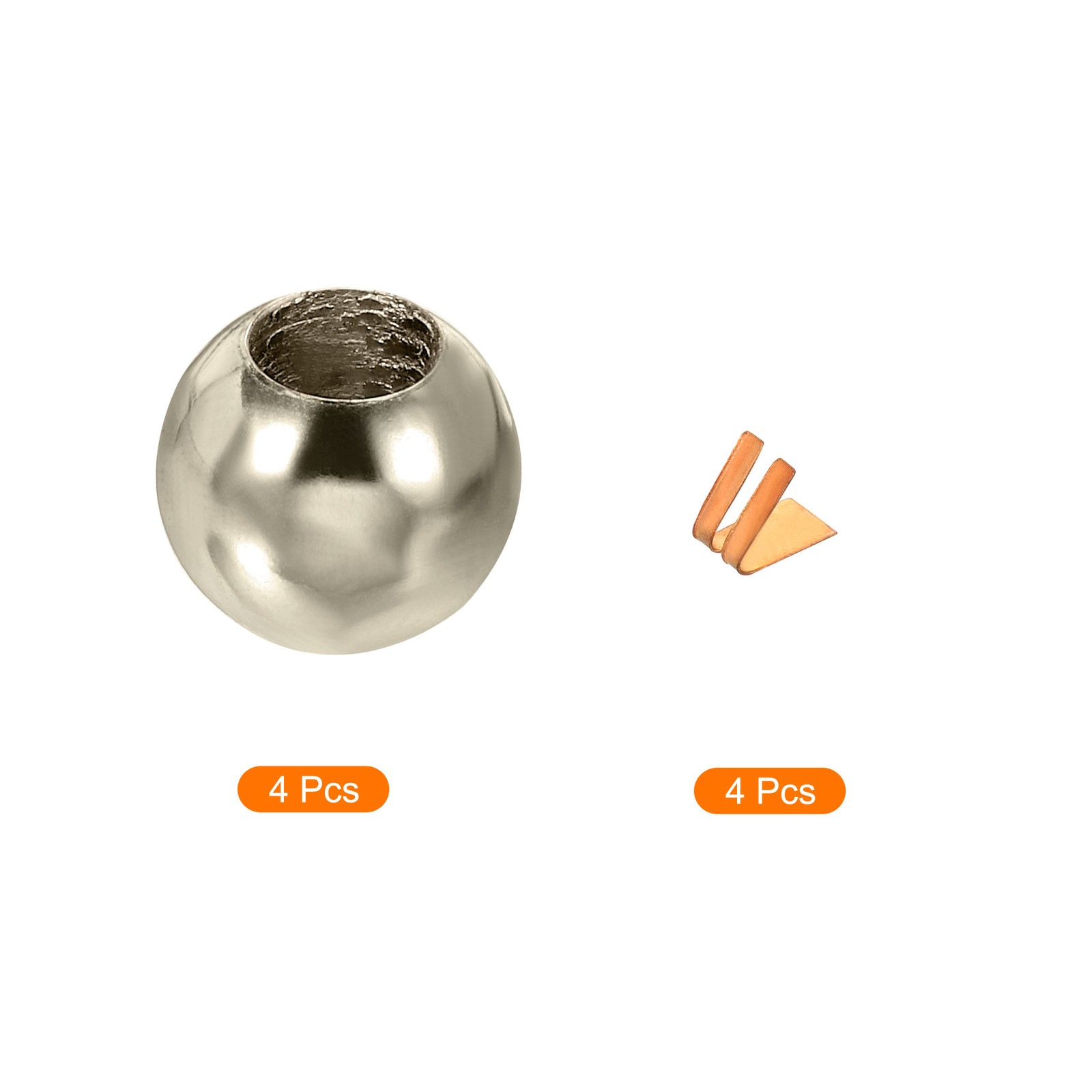 Pull Cord End Cord Metal Bead Lamp Zipper Round Ball Pull End Silver Tone, 4pcs
