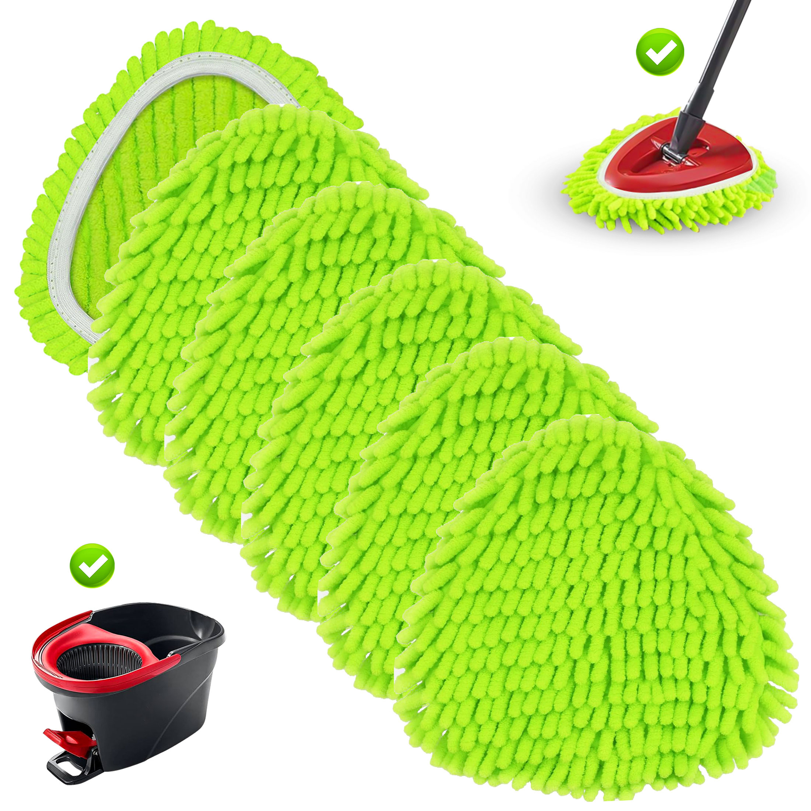 6pcs Mop Refills Replace Head Compatible with EasyWring 1-Tank System