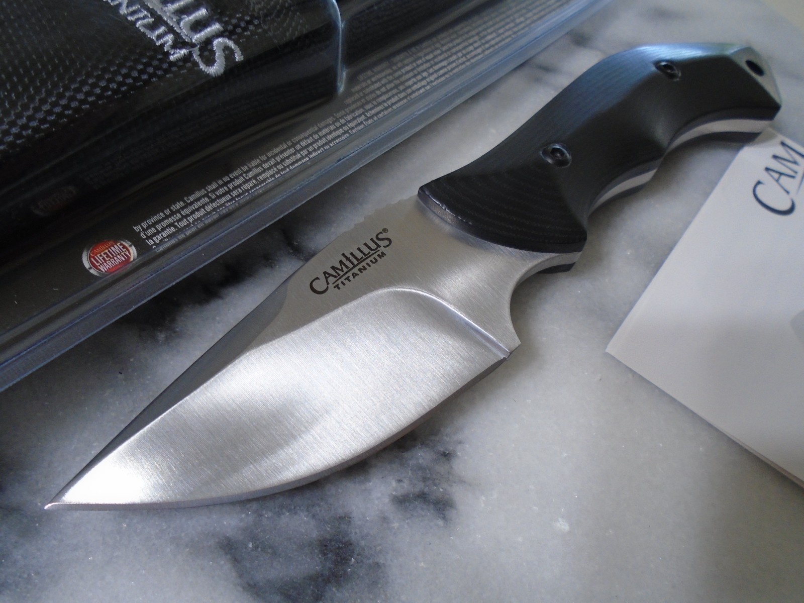 Camillus HT-7 Titanium Bonded Fixed Blade Skinner Hunter Knife Full Tang Micarta