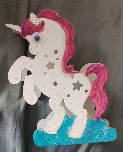 Painted Unicorn LED Wooden Light