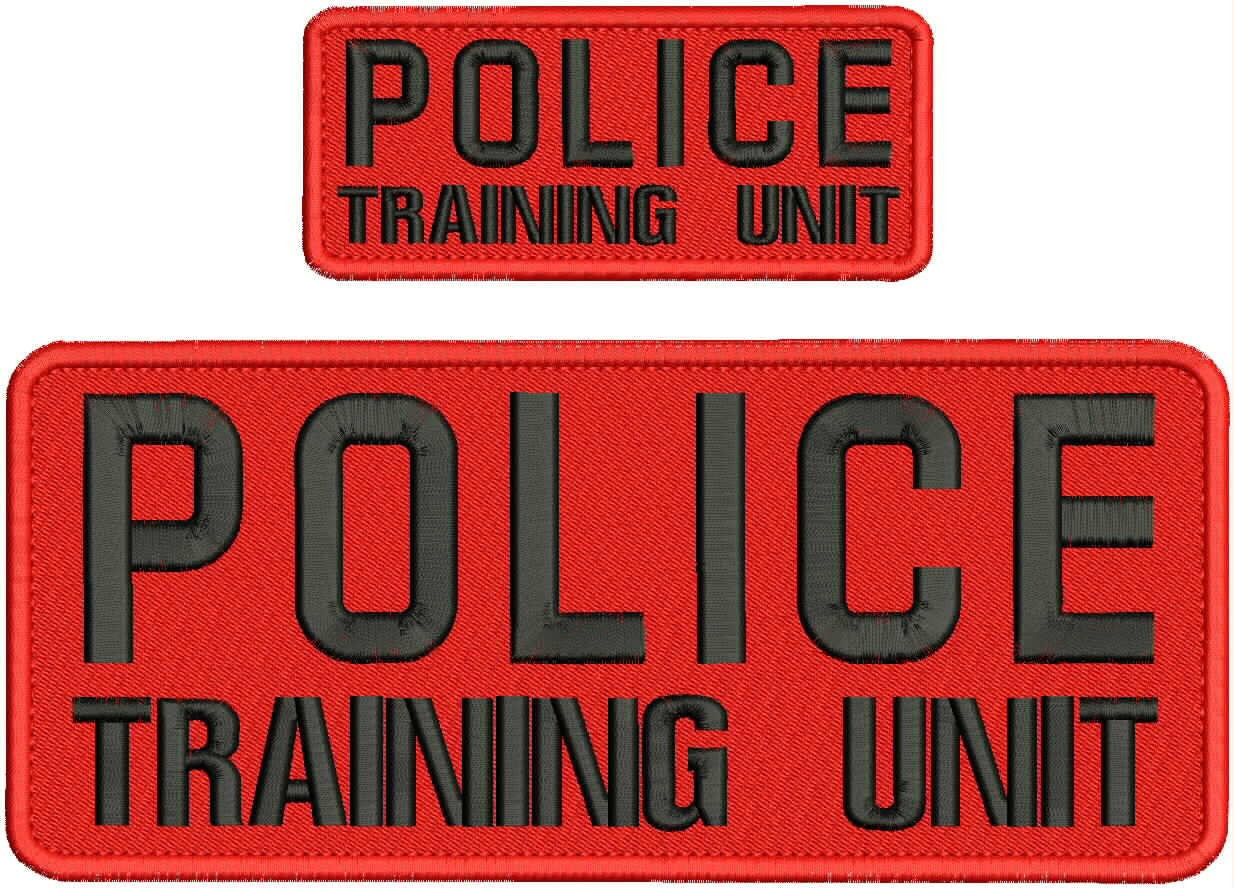 Collectible Embroidery Patch Police Training Unit 4X10AND 2X5 Black On Red