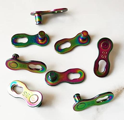 4Pair Bicycle Missing Link, Bike Chain Master Link Connector, 9 Speed-Rainbow