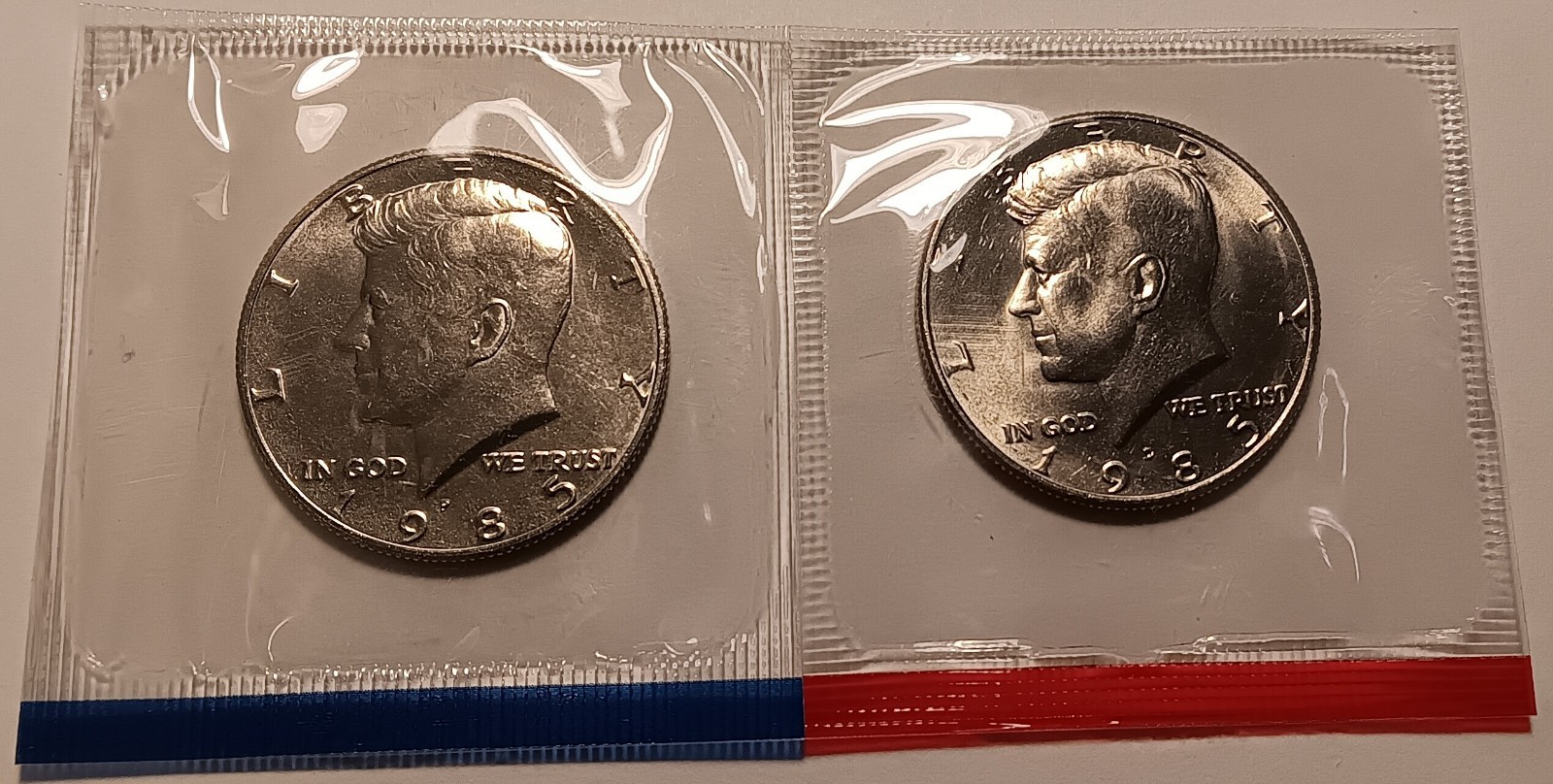 1985 P&D Kennedy Half Dollars, Clad UNC, 2-coin lot.  *** LOW SHIPPING ***