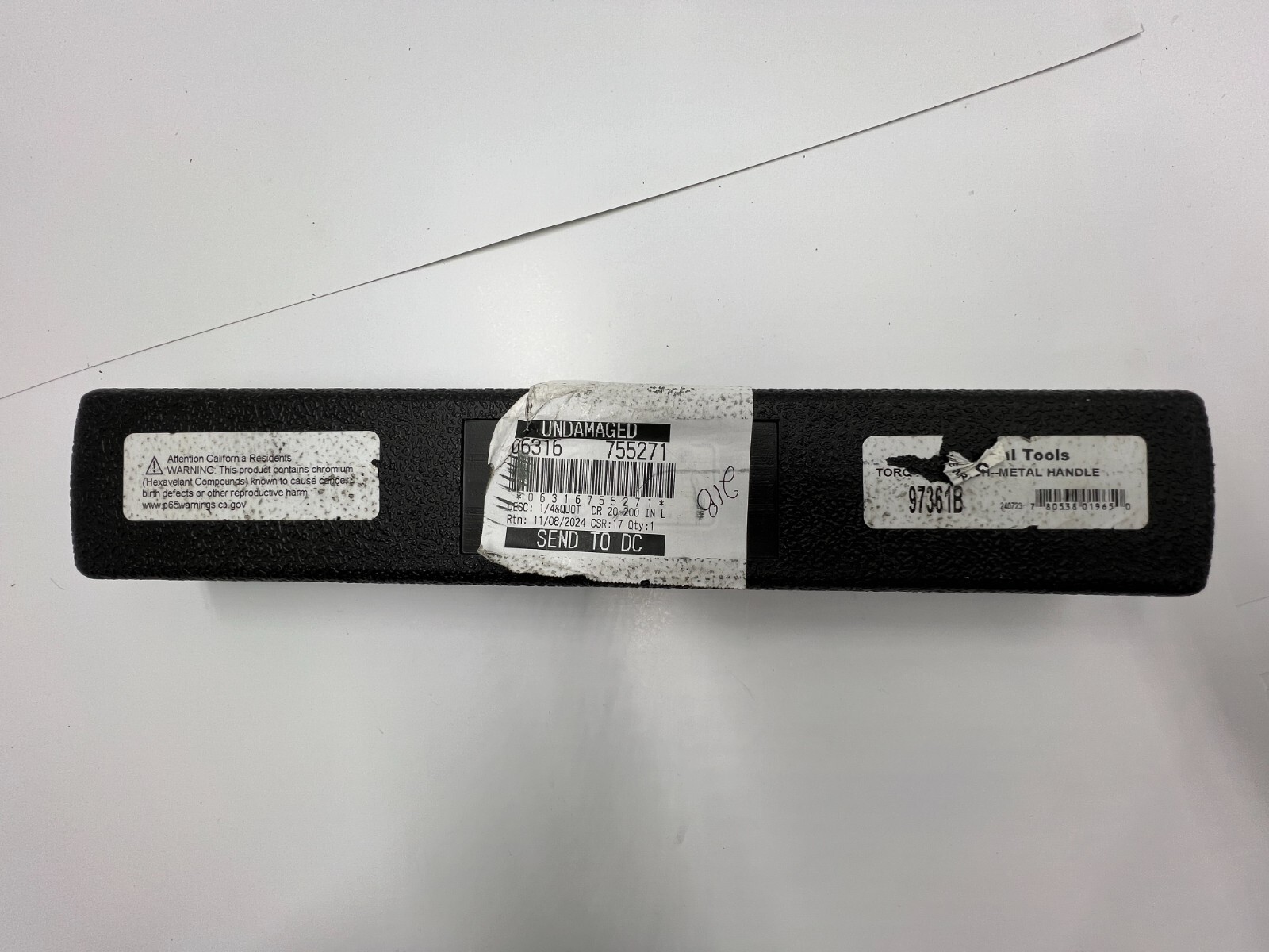 Central Tools 97361B 200 In Lb Torque Wrench Fixed Square ‎Powder Coated
