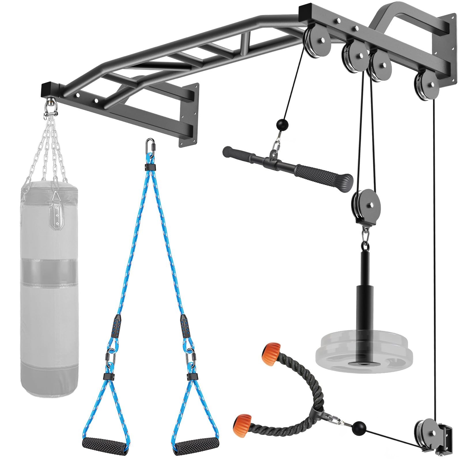 SELEWARE 48 Heavy Duty Pull Up Bar Wall Mount Multi-function Chin up Bar with...