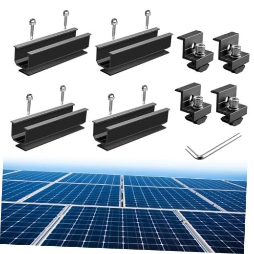 Solar Panel Mounting Kit for Single Panel, 4 Pcs 4.72in Mounting Rail & End