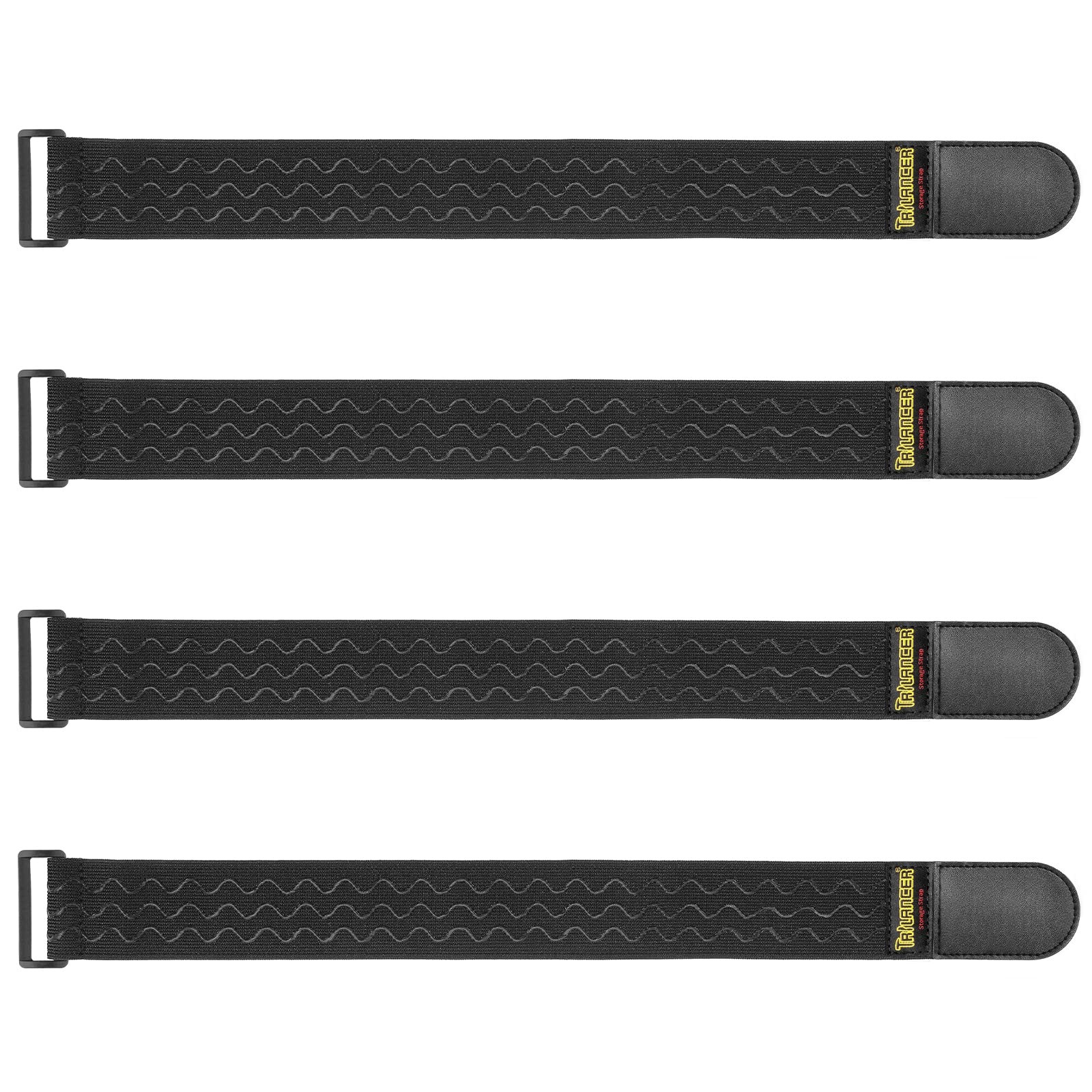 Trilancer Elastic Cinch Straps with Anti-Slip Strips, 2" x 18"(4 pcs), Black
