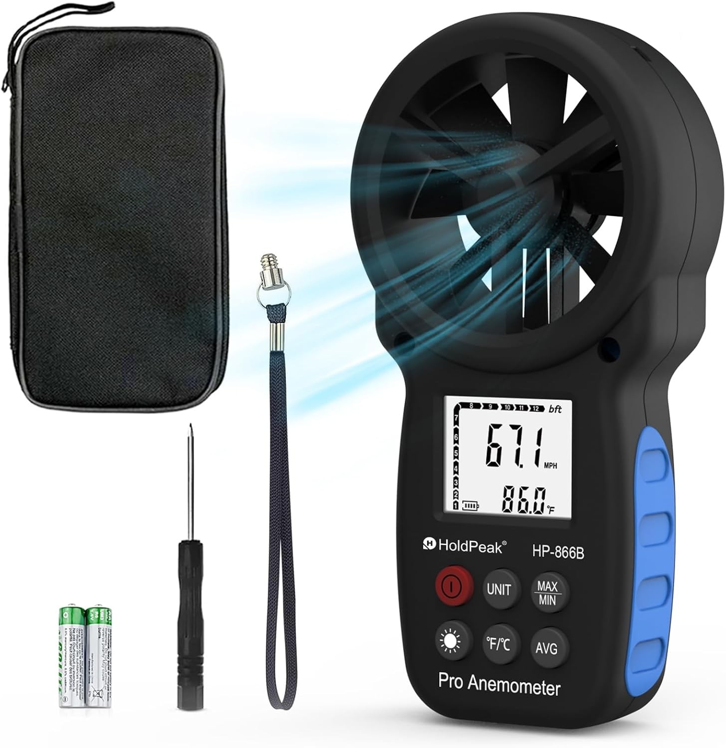 HoldPeak 866B Digital Anemometer Handheld Wind Speed Meter for Measuring