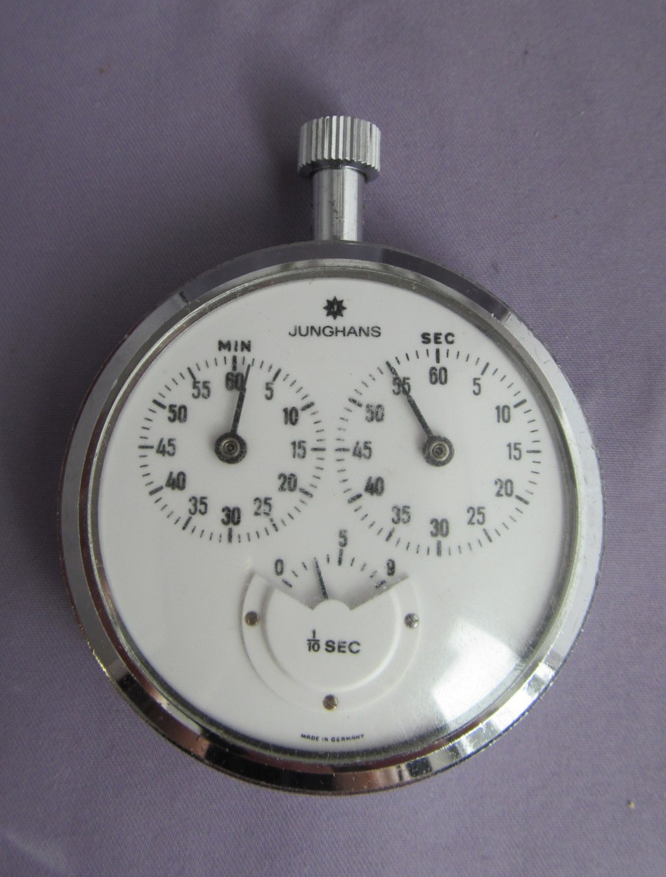 VINTAGE STAINLESS STEEL JUNGHANS GERMANY POCKET STOPWATCH WORKS