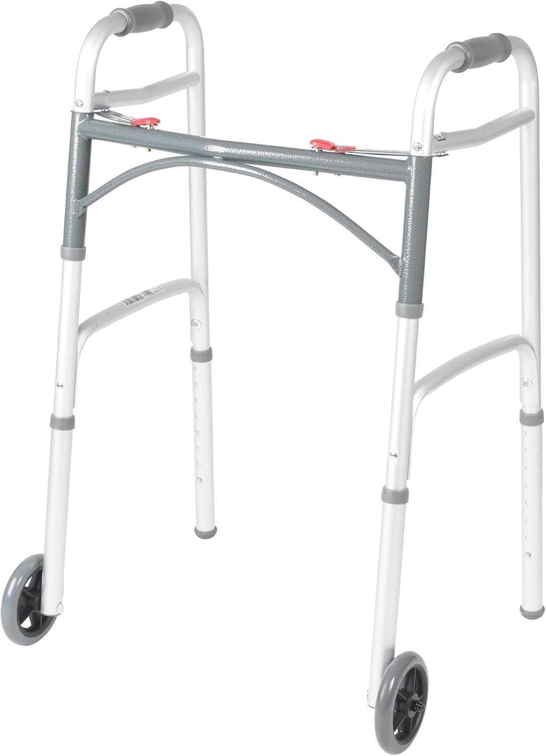 Drive Medical Two-Button Folding Walker w/ Wheels Lightweight Rolling Mobile NEW