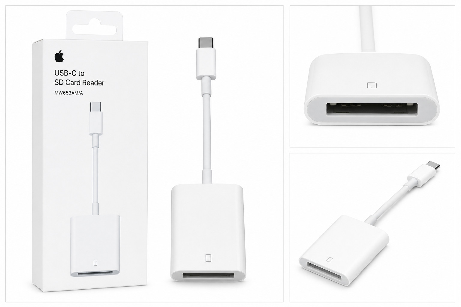 Apple USB-C to SD Card Reader A2082 White MW653AM/A Genuine
