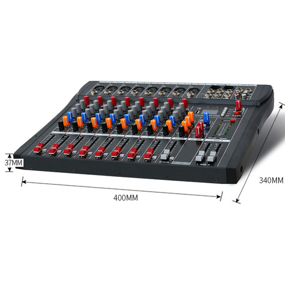 Pro 8 Channel Bluetooth Studio Audio Mixer Live Sound Mixing Console with USB
