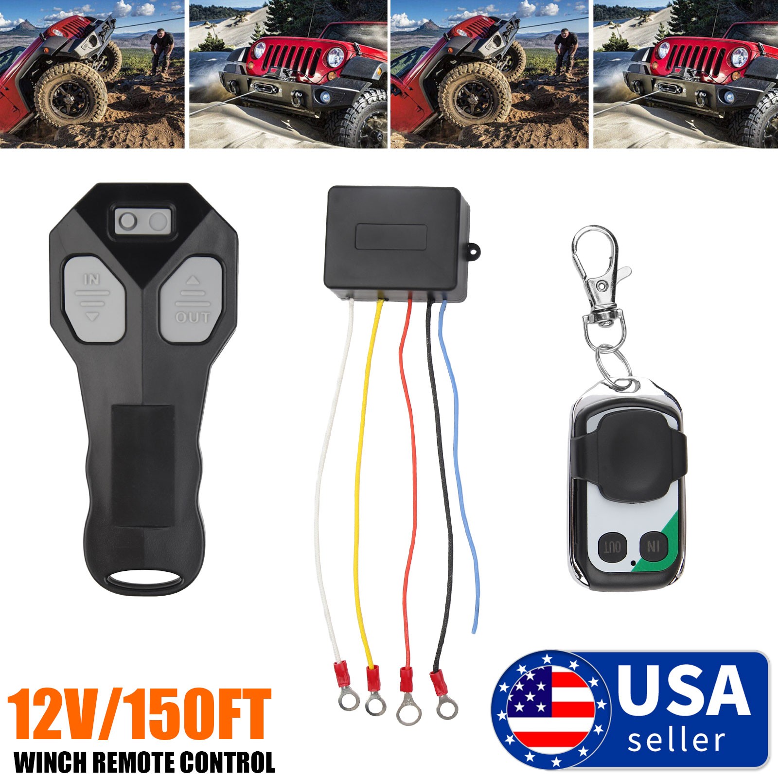 12V Wireless Winch Remote Control Kit Switch Handset for Jeep ATV SUV Truck US