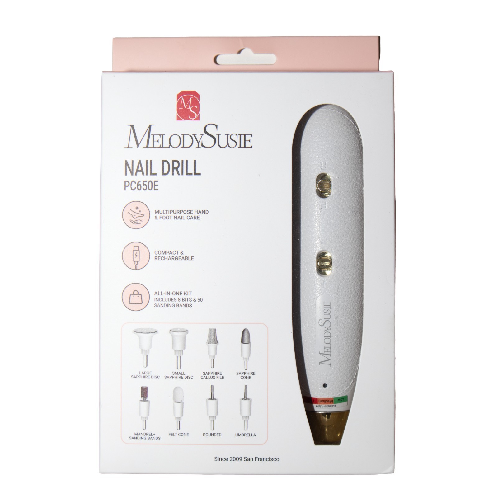 MelodySusie PC650E Nail Drill Kit Rechargeable Cordless All-In-One Kit