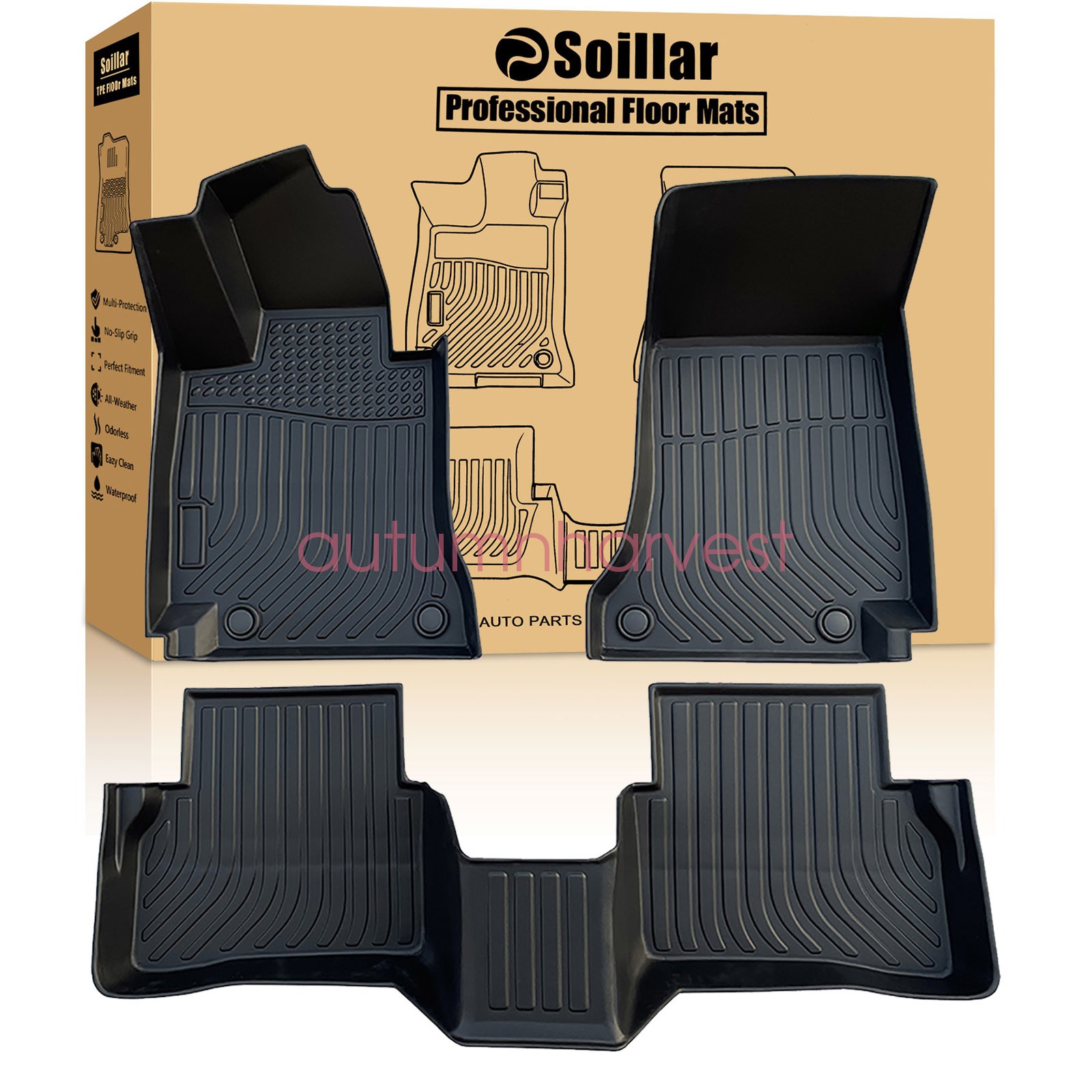 3D Floor Mats Liner For 2015-2021 Mercedes-Benz C-Class W205 Sedan 4Door 2 Rows