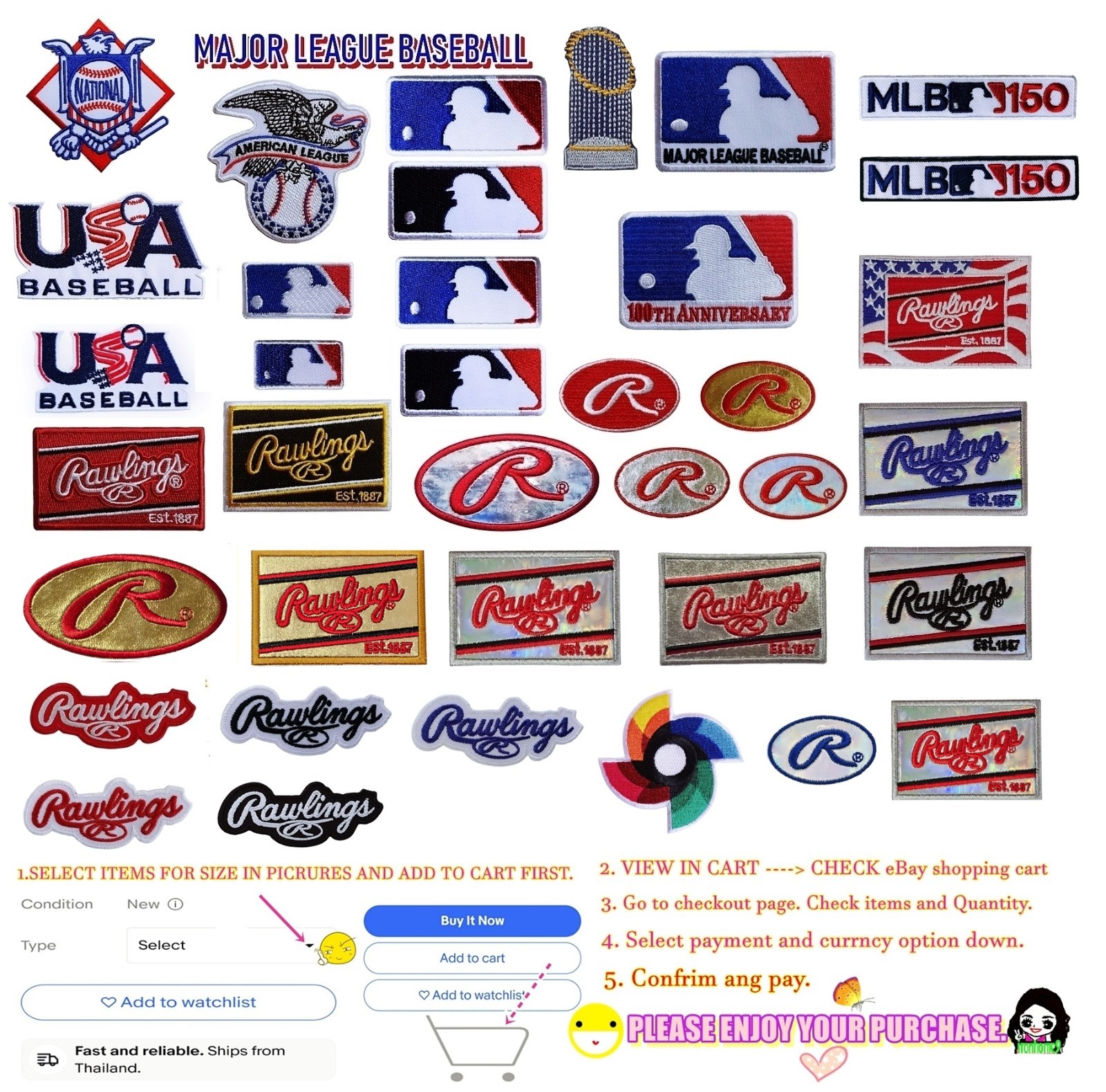 MLB-Baseball-Major League PATCHES Embroidery logo iron&Sewing on Fabrics