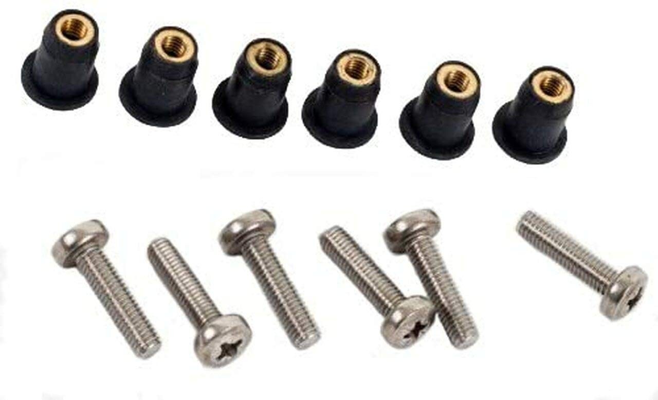 6 PCS M5 Neoprene Well Nuts With 20mm A4 Stainless Steel Pozi Screws Marine