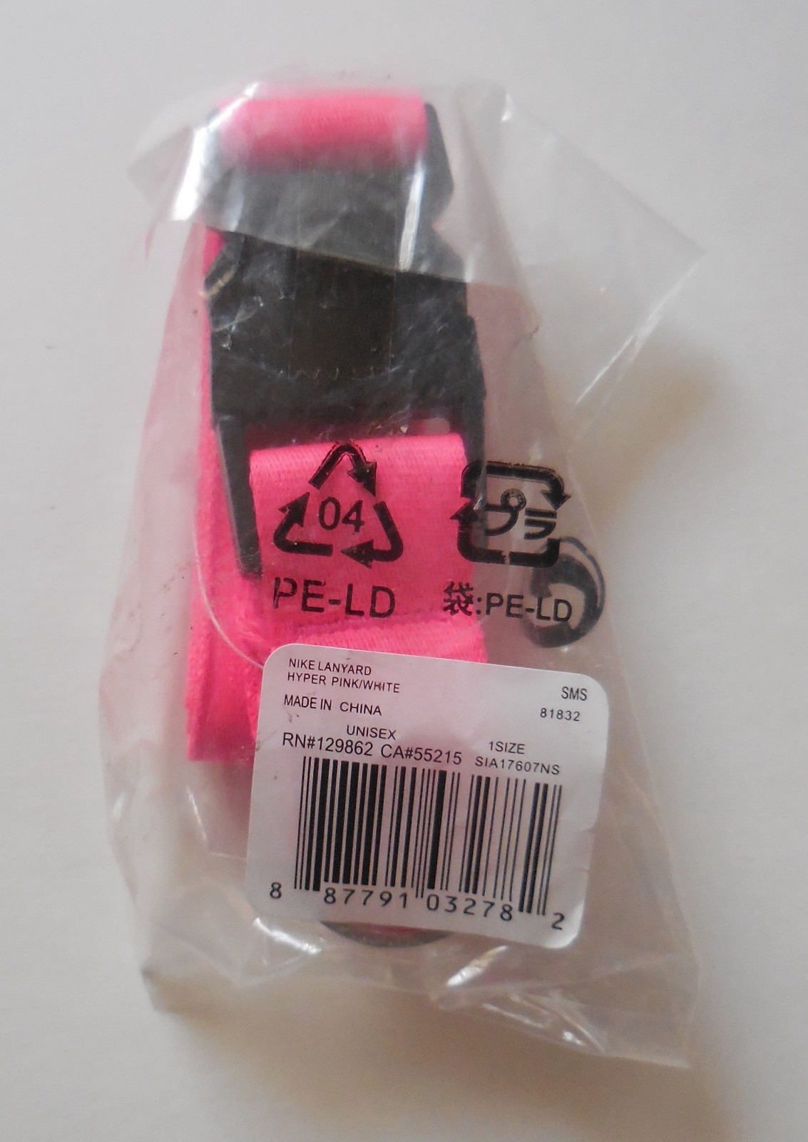 Nike Neck Lanyard Detachable Key Ring Hyper Pink/White/Black