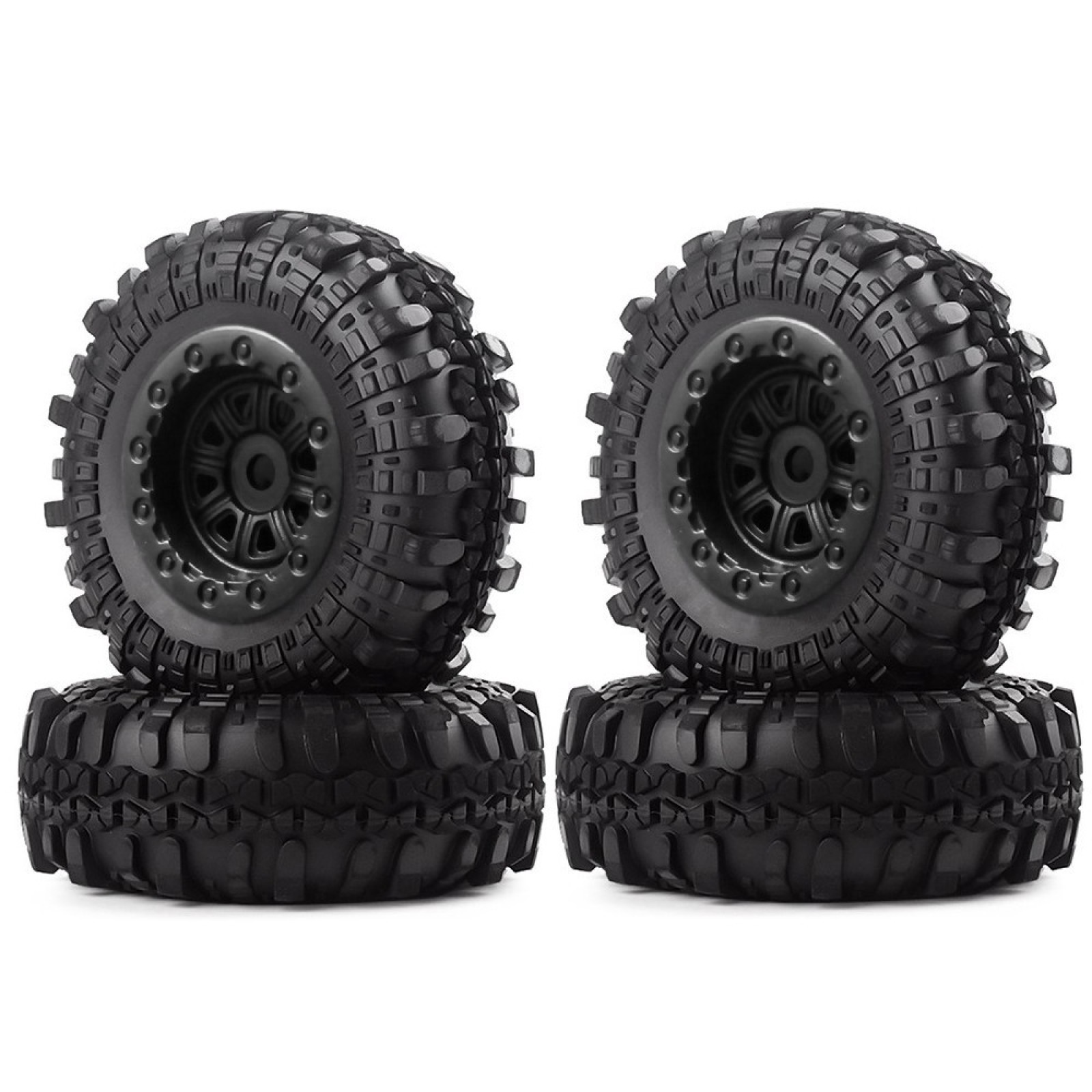 4Pcs 1/24 Beadlock Wheels Hubs Rims Tires for Axial SCX24 90081 RC Crawler Car t